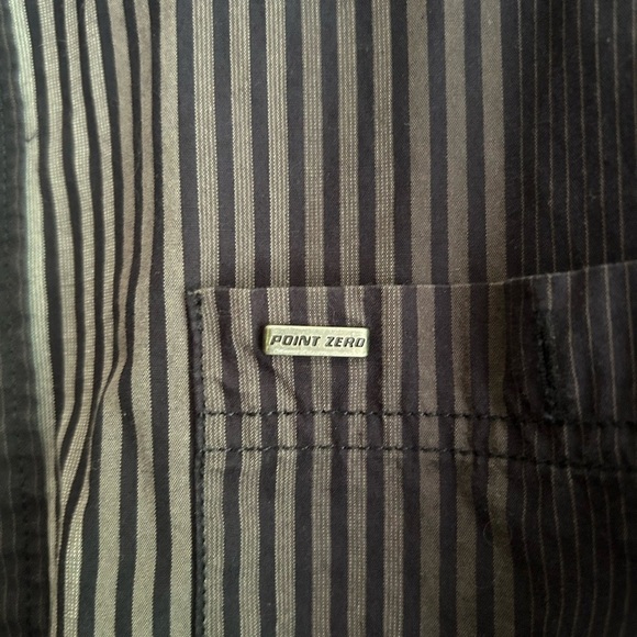 Point Zero Men's Black and Gray Striped Shirt L Semi Fit Y2K - Picture 16 of 16